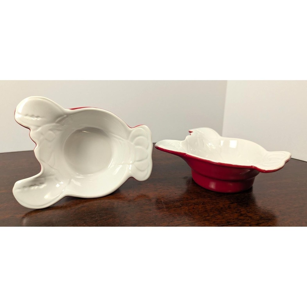Chantal 2003 Lobster Shaped Mini Baker Ramekins Red White Set of 2 93-LB07